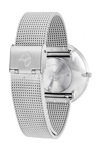 Arne Jacobsen Armbanduhr - Banker - Weißes Zifferblatt und Stahlnetzarmband - Ø 40 mm - 53102-2001