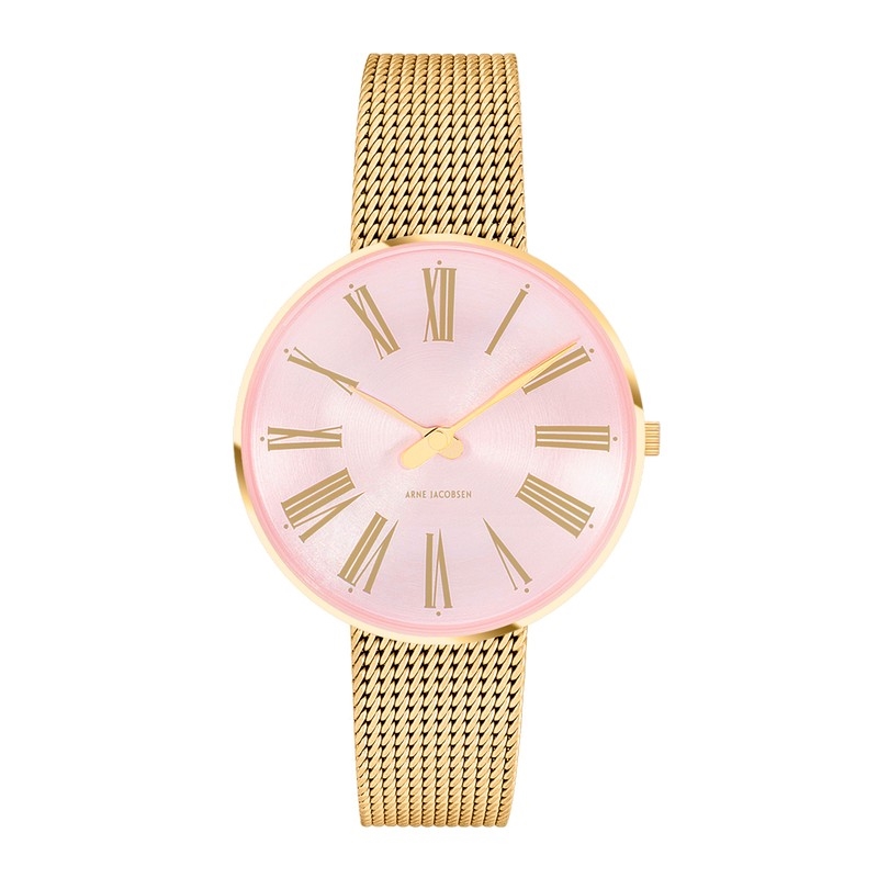 Arne Jacobsen Römische Uhr mit rosa Zifferblatt Ø34 53316-1609