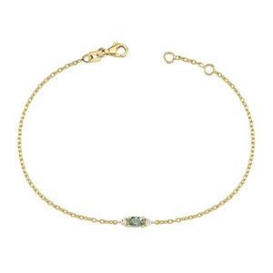 Petit oval - grüner Saphir Armband in 14 kt Gold | B1111