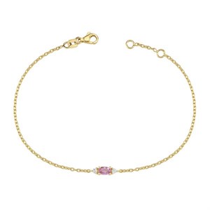 Petit oval - Armband mit rosa Saphiren aus 14 kt. Gold | B1111