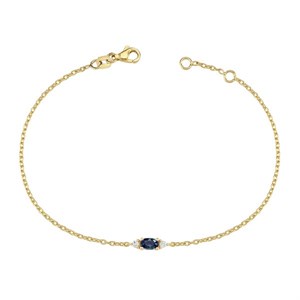 Petit oval - Armband mit blauem Saphir aus 14 kt. Gold | B1111
