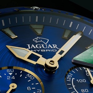Jaguar - Herren-Hybrid-Taucheruhr aus vergoldetem Stahl mit blauem Zifferblatt