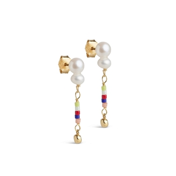 Enamel Dorothea Ohrringe in Vergoldet Silber mit Süßwasserperlen und farbigen Perlen