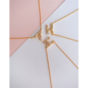 Umweltbild Enamel - My Name, My Story Halskette mit Buchstabe in vergoldete silber