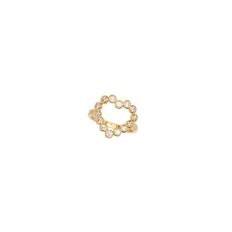Elva Heart Crystal Ring von Pico Copenhagen in vergoldetem Messing
