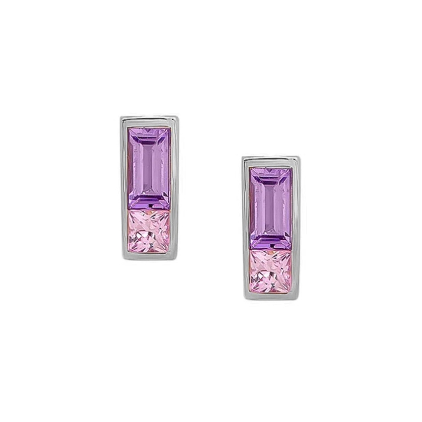 ByBirch - Sally-Ohrringe aus vergoldete silber mit lila und rosa Saphiren