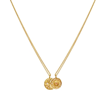 Maanesten Friendship Halskette in vergoldetem Silber mit Sonnen- und Mondanhänger aus der Twin Flames Kollektion