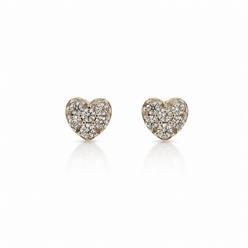 8kt Gold Herz Ohrringe mit zirkonia