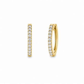 8kt Gold leicht ovale Creole mit zirkonia