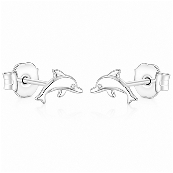 Delfin-Ohrstecker aus Silber für Kinder
