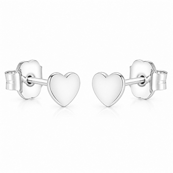 Herz-Ohrstecker aus Silber mit glänzender Oberfläche
