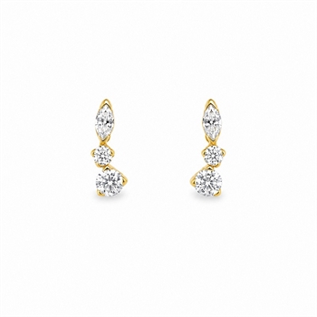 8kt Gold Ohrringe mit insgesamt 6 zirkonia