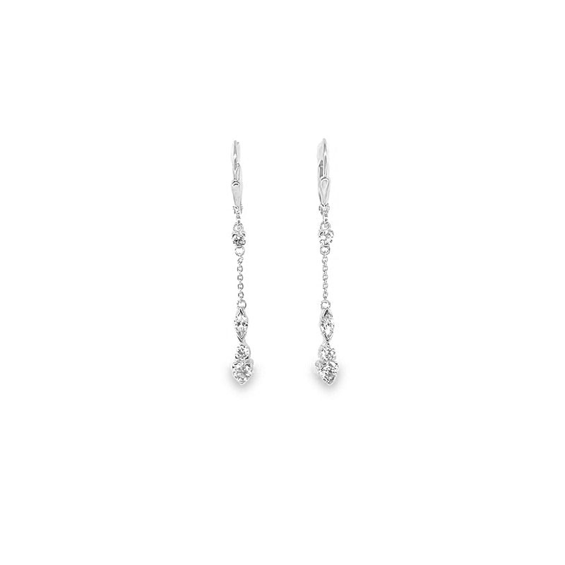 Lange Silberohrringe mit zirkonia in verschiedenen Formen