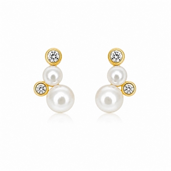 8kt Gold Perlenohrringe mit zirkonia
