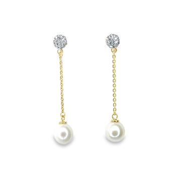 Perlenohrringe aus 8 Karat Gold mit zirkonia