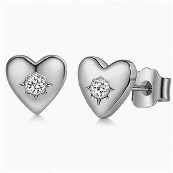 100% Titanium – Herzohrringe aus Titanium mit einem Stein