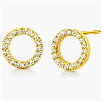 100% Titanium - Runde Ohrringe in vergoldetem Titanium mit Steinen