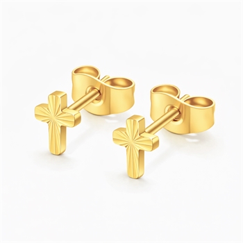 100% Titanium - Kreuz Ohrringe in vergoldetem Titanium