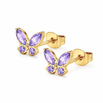 Schmetterling Ohrringe in vergoldetem Titan lila