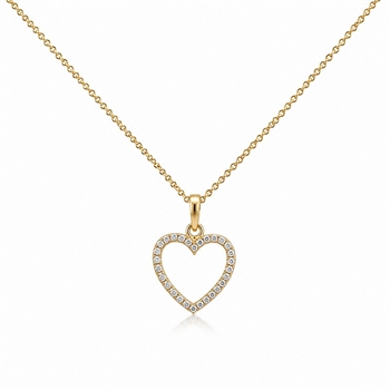 8kt Gold Herzanhänger mit zirkonia und vergoldeter Kette 13x14mm
