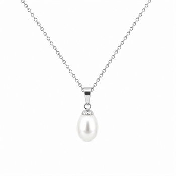 Silber ovaler Perlenanhänger mit Kette
