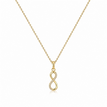 8kt Gold Ewigkeit Anhänger mit zirkonia und vergoldeter Kette