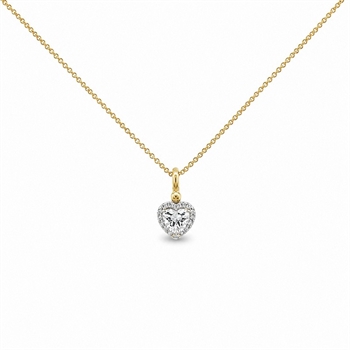 8kt Gold Herzanhänger mit zirkonia und vergoldeter Kette