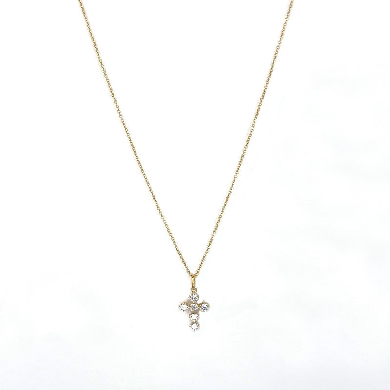 Kreuzanhänger in 8 kt Gold mit vergoldeter Ankerkette