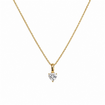 8kt Gold Herz-Anhänger mit zirkonia und vergoldeter Silberkette