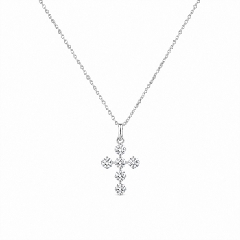 Kreuzanhänger in Silber mit zirkonia und Silberkette