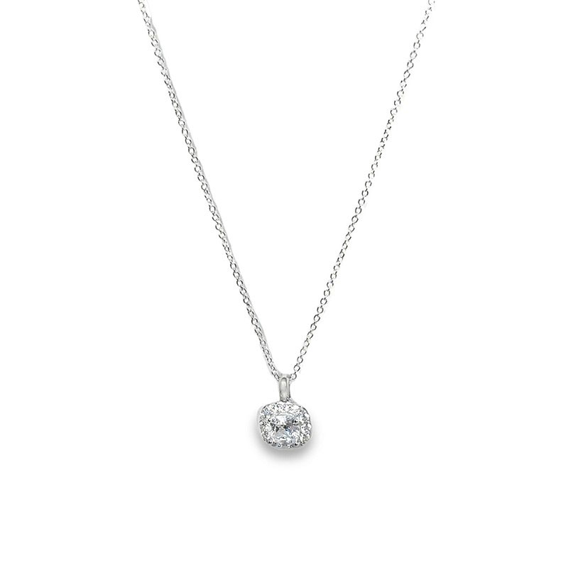 Quadratischer Rosettenanhänger aus Silber mit zirkonia und Silberankerkette