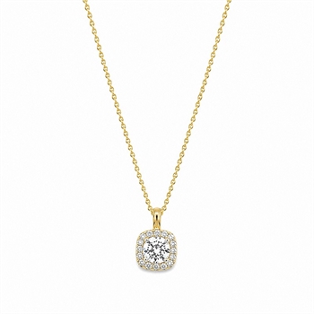 8kt Gold Rosettenanhänger mit zirkonia mit vergoldeter Kette