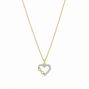 8kt Gold Herzanhänger mit zirkonia inkl. Kette