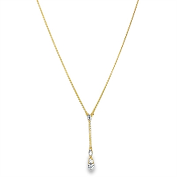 Y-Anhänger aus 8 Karat Gold mit klaren zirkonia