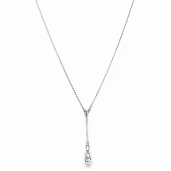 Elegantes Y-Anhänger in Silber mit klaren zirkonia