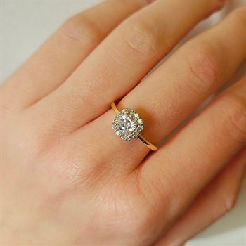 8 Karat Goldring mit zirkonia in Rosette 2