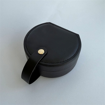 Rundes Schmuckkästchen aus schwarzem Kunstleder 2