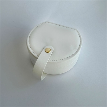 Rundes Schmuckkästchen aus weißem Kunstleder  2