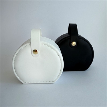 Rundes Schmuckkästchen aus weißem Kunstleder  3