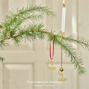 H.C. Andersen Weihnachtsschmuck - Kerzenhalter mit Däumling in vergoldeter Ausführung