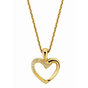 14 kt. Goldherz Anhänger mit 12 Diamanten