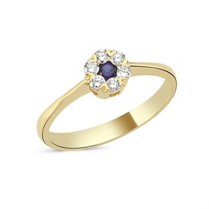 Flora Diamantring mit blauem Saphir aus 14 Karat Gold | Nuran