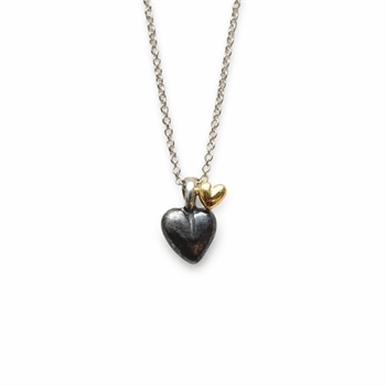 Rabinovich - Little Heart Halskette aus oxidiertem Silber mit Goldherz**
