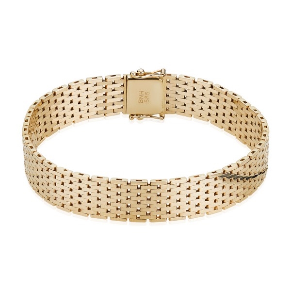 Ziegelstein armband in 14 kt Gold. 21 cm - 11 mm