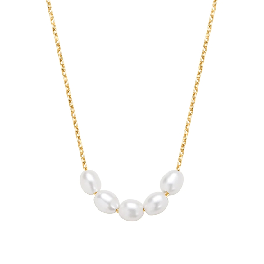 MerlePerle - Pearlia-Halskette aus vergoldete silber mit weißen Perlen