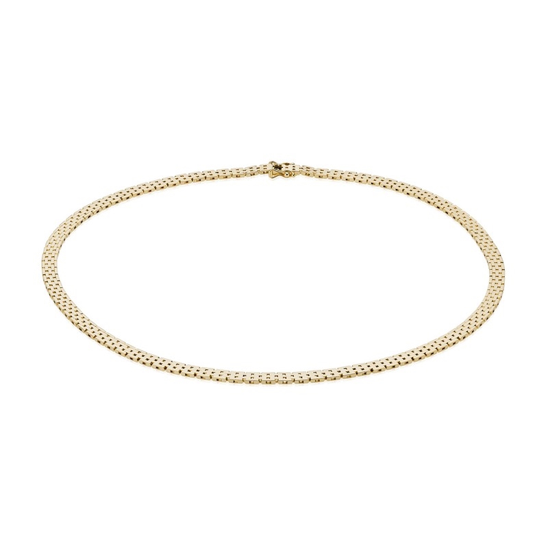 Ziegelstein Halskette 14 karat Gold. 50 cm - 5 mm