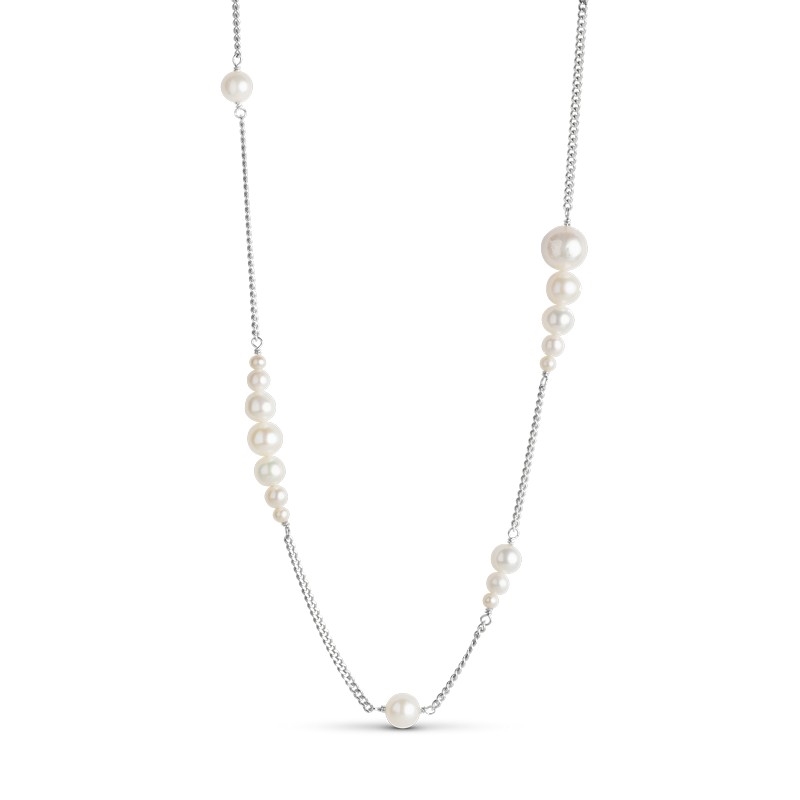 Enamel Carmen-Halskette mit Perlen in silber N117S