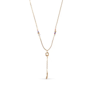 Enamel Dorothea Y-Halskette aus Vergoldet Silber mit Süßwasserperlen und farbigen Perlen