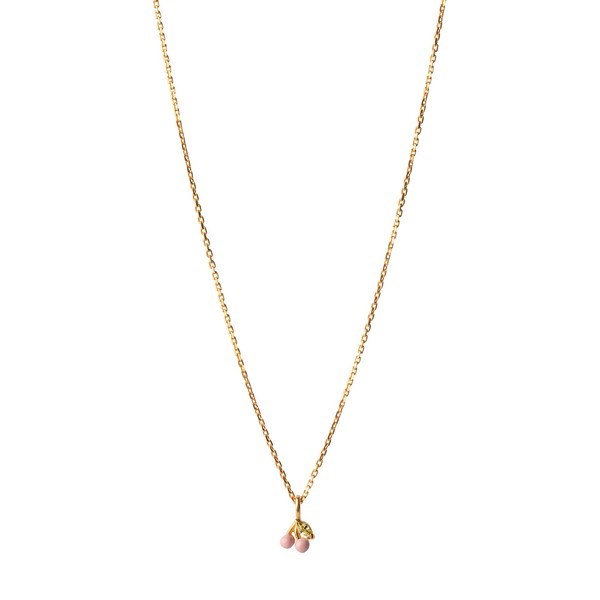 Enamel - Cherry Light Pink vergoldete Halskette