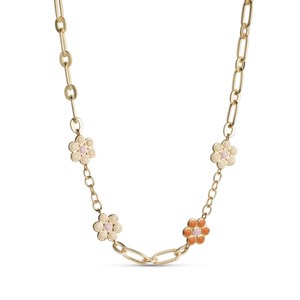 Enamel Blüten-Halskette mit Emaille vergoldete silber N84G